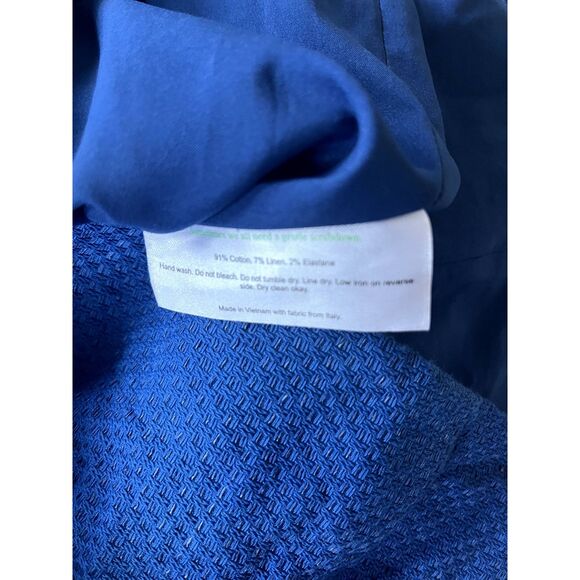 MM LaFleur Blue Cotton Linen Blend Cap Sleeve Sheath Dress Size 2 - Picture 7 of 8